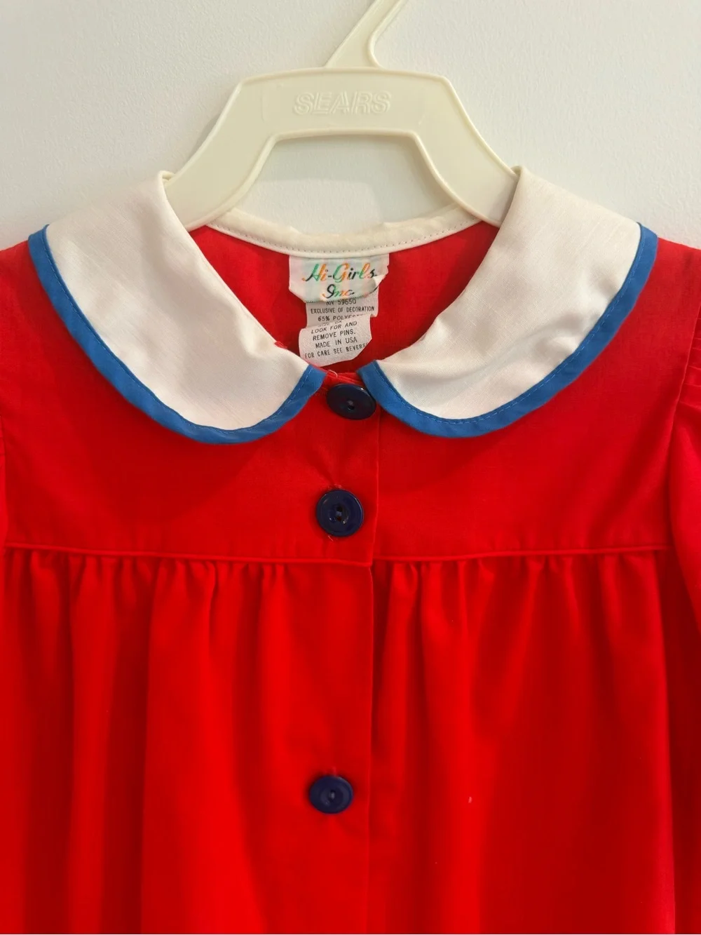 Girls' Red Peter Pan Collar School-Style Blouse